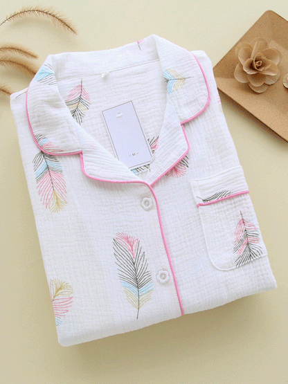 Cotton Feathers Printed Pajama Set