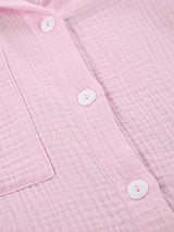 Ruffle Trim Pink Shirt & Shorts Lounge Set