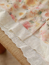 Kafiloe Floral Lace Trim Cotton Pajama Set