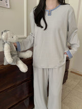 Thermal Velvet Striped Long Sleeve Pajama Set