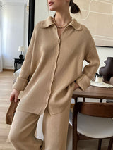 Knitted Solid Color Two Pieces Set