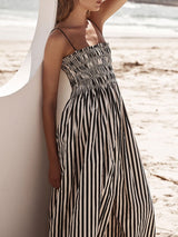 Sleeveless Pinstripe Long Maxi Dress