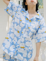 Rabbits Printed Short Sleeve Pajama Set