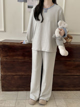 Thermal Velvet Striped Long Sleeve Pajama Set