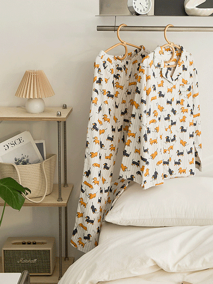 Long Sleeve Cute Puppy Pajama Set