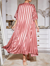 2pcs Striped Satin Nightgown Set