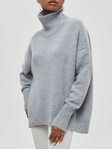 Mock Turtleneck Solid Color Loose Sweater