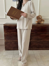 Thermal Velvet Striped Long Sleeve Pajama Set