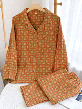 2Pcs Vintage Printed Cotton Pajamas