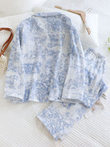 Vintage Printed Cotton Pajama Set