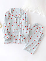 Hearts Printed Cotton Pajama Set