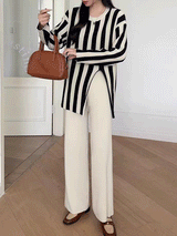 Striped Split Long Sleeve Set