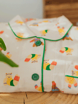 Long Sleeve Cotton Bear Print Crepe Pajama Set