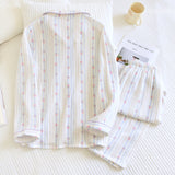Stripe Floral Print Long Sleeve Pajama Set