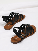 Open Toe Solid Color Flat Sandals