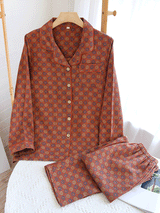 2Pcs Vintage Printed Cotton Pajamas