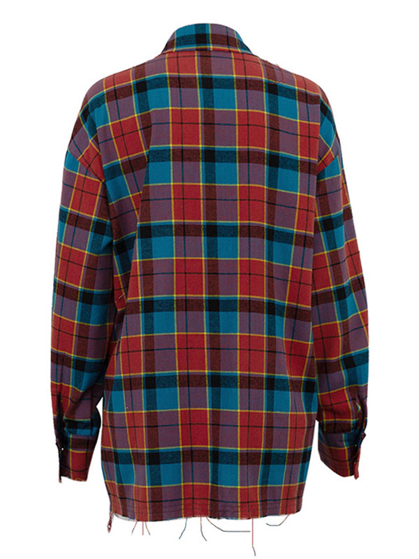 Classic Plaid Long Sleeve Red Shirt