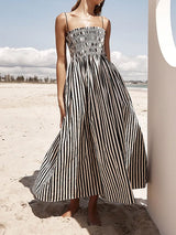 Sleeveless Pinstripe Long Maxi Dress