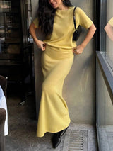 Knit Short Sleeved Skirt Set