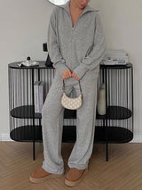 Zip-up Sweater Matching Set