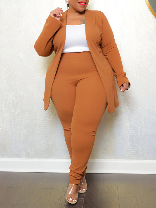 Two Pieces Long Sleeve Top & Pants Suit