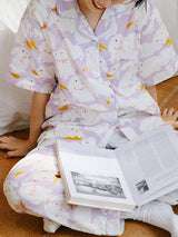 Rabbits Printed Short Sleeve Pajama Set