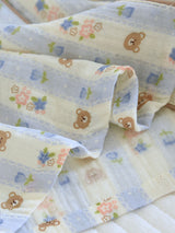 Long Sleeve Teddy Bear Printed Striped Pajamas