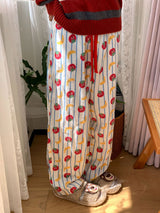 Loose Fit Cute Fruit Long Pajama Pants