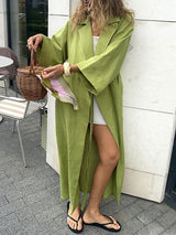 Linen Wrap Coat Dress