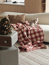 Kafiloe Plaid Sherpa Pom Blanket