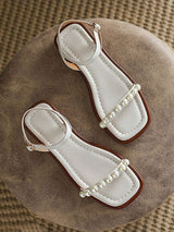 Pearl Square Toe Strap Sandals