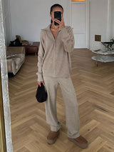 Zip-up Sweater Matching Set