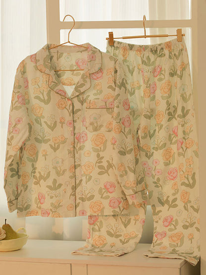 Cotton Flowers Printed Pajama Set
