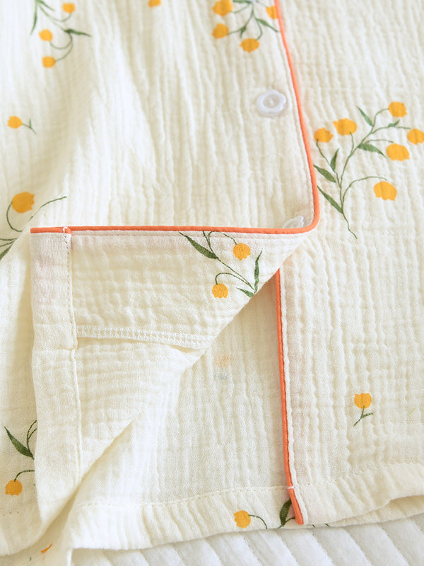 2Pcs/3Pcs Short Sleeve Floral Pajamas