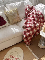 Kafiloe Plaid Sherpa Pom Blanket