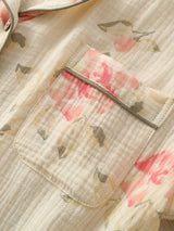 Pink Flowers Long Sleeve Cotton Pajama Set