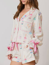 Kafiloe Pink Champagne Christmas Pajama Set