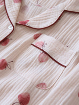 Cherry Printed Long Sleeve Cotton Pajamas