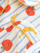 Striped Cartoon Fruits Printed Pajama Set