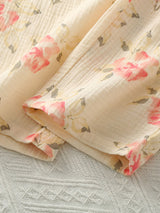 Pink Flowers Long Sleeve Cotton Pajama Set