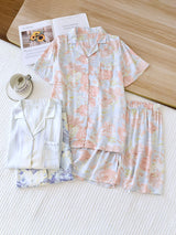 Lapel Floral Printed Short Sleeve & Short Pant Set