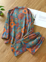 Poppy Flower Long Sleeve Cotton Pajama Set