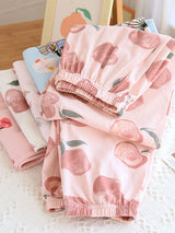 Cute Cartoon Fruit Print Cotton Pajama Pants