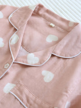 Heart Printed Long Sleeve Cotton Pajama Set