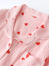 Hearts Printed Cotton Pajama Set