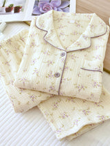 Small Purple Flowers Cotton Pajama Set