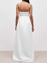 Spaghetti Straps White Maxi Dress