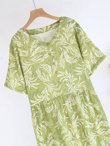 Leaf Print Short Sleeve Nightdress