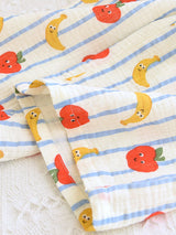 Striped Cartoon Fruits Printed Pajama Set