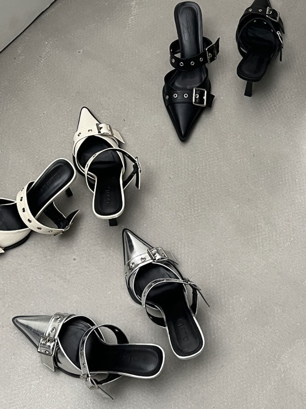 Metal Buckle High-heeled Sandals